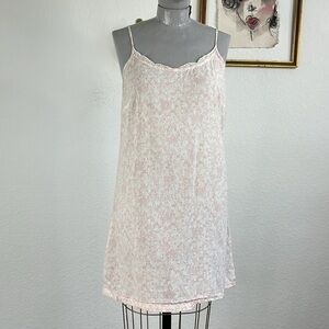 Bluet Paris Swiss Dot Floral Lace Trim Slip Chemise Pajamas